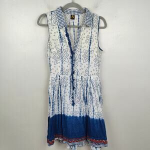 Sachin + Babi Dress Womens 2 White Blue Floral Bohemian Lightweight Beachy Tunic